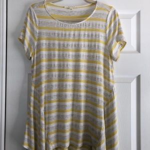 Yellow and cream striped handkerchief style tunic